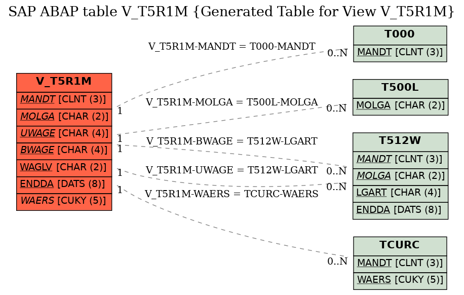 E-R Diagram for table V_T5R1M (Generated Table for View V_T5R1M)