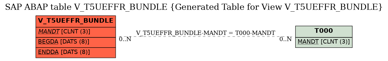 E-R Diagram for table V_T5UEFFR_BUNDLE (Generated Table for View V_T5UEFFR_BUNDLE)