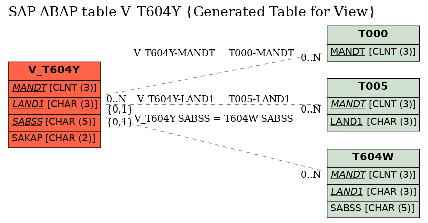 E-R Diagram for table V_T604Y (Generated Table for View)