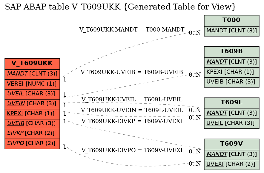 E-R Diagram for table V_T609UKK (Generated Table for View)