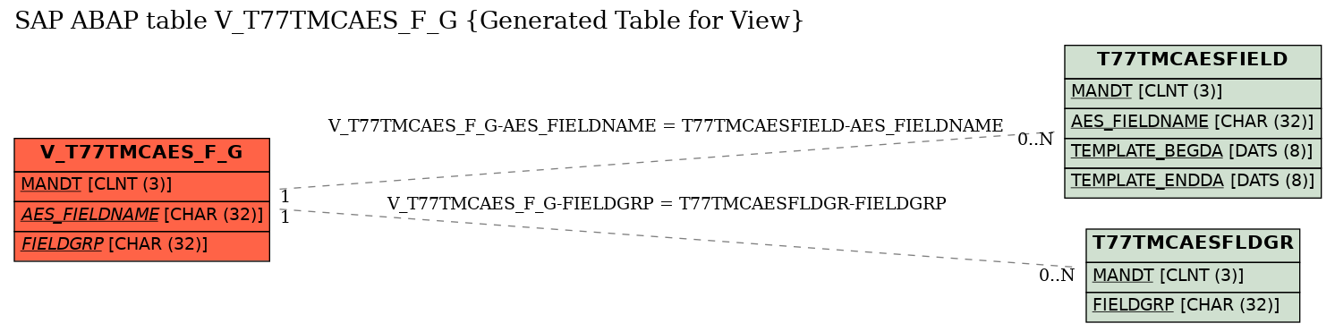 E-R Diagram for table V_T77TMCAES_F_G (Generated Table for View)