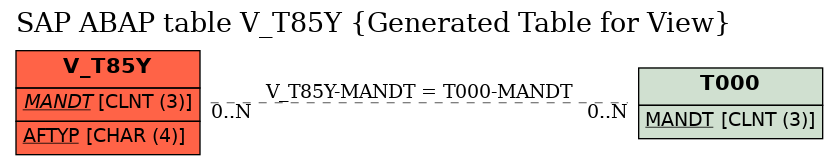 E-R Diagram for table V_T85Y (Generated Table for View)