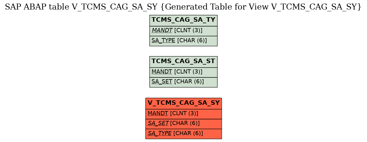 E-R Diagram for table V_TCMS_CAG_SA_SY (Generated Table for View V_TCMS_CAG_SA_SY)