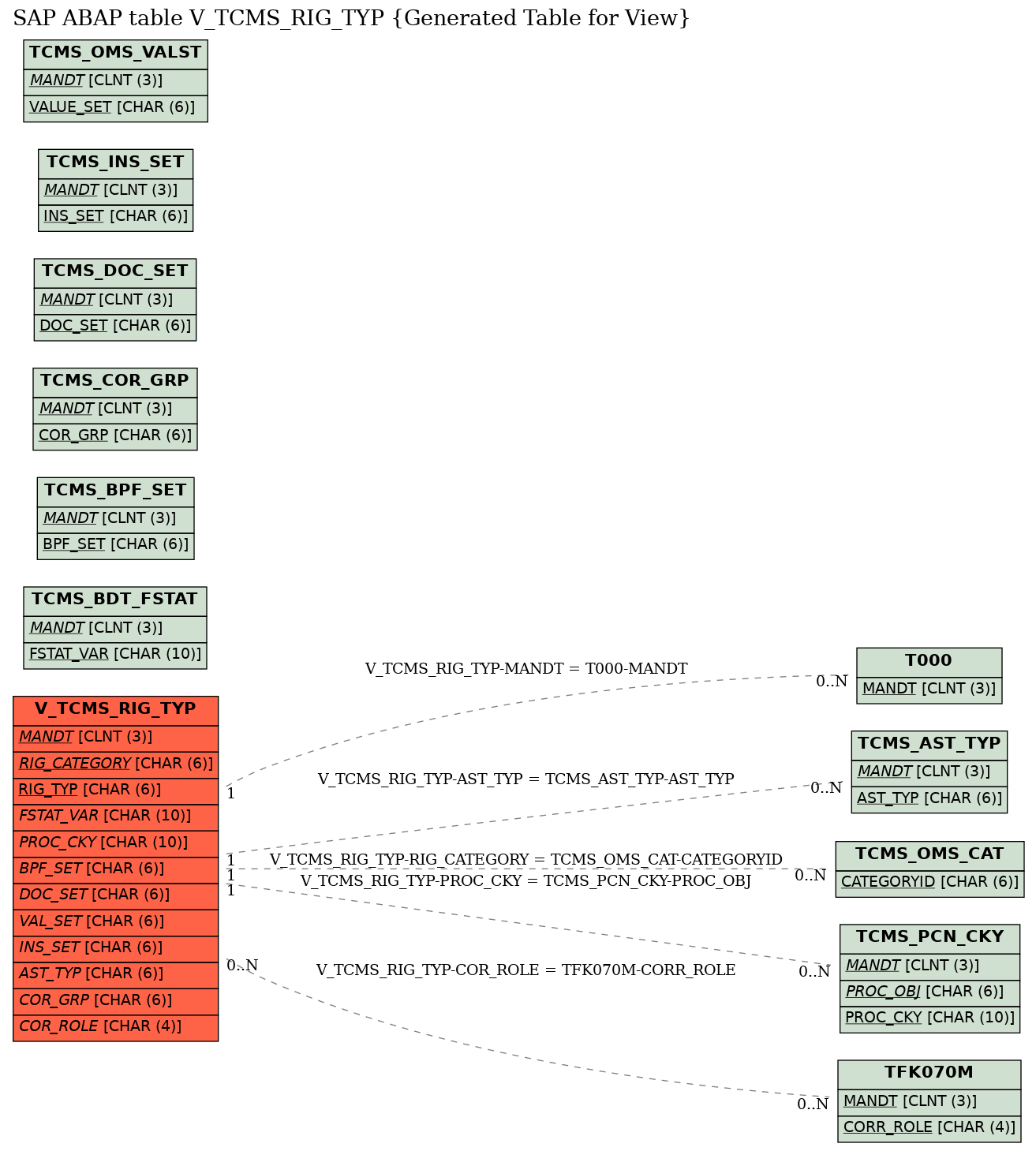 E-R Diagram for table V_TCMS_RIG_TYP (Generated Table for View)