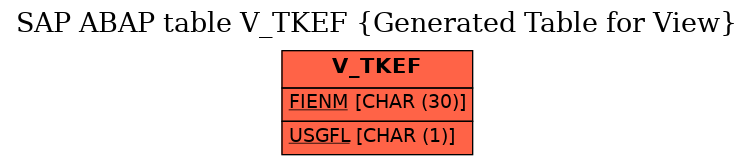 E-R Diagram for table V_TKEF (Generated Table for View)