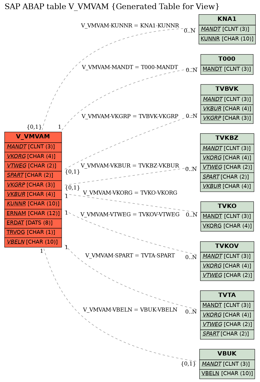 E-R Diagram for table V_VMVAM (Generated Table for View)