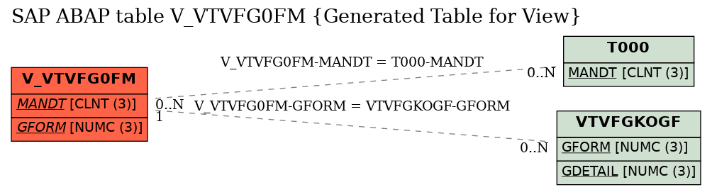 E-R Diagram for table V_VTVFG0FM (Generated Table for View)