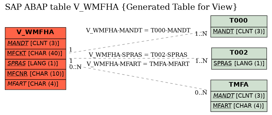 E-R Diagram for table V_WMFHA (Generated Table for View)