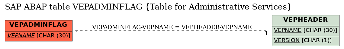 E-R Diagram for table VEPADMINFLAG (Table for Administrative Services)