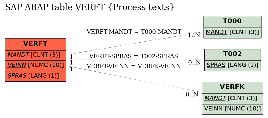 E-R Diagram for table VERFT (Process texts)