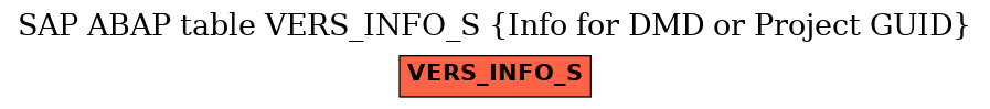 E-R Diagram for table VERS_INFO_S (Info for DMD or Project GUID)