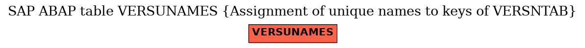 E-R Diagram for table VERSUNAMES (Assignment of unique names to keys of VERSNTAB)