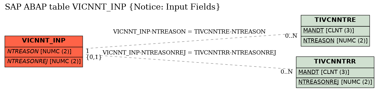 E-R Diagram for table VICNNT_INP (Notice: Input Fields)