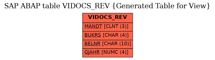 E-R Diagram for table VIDOCS_REV (Generated Table for View)