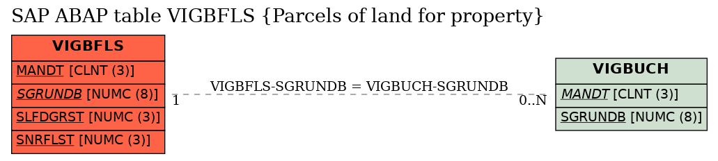 E-R Diagram for table VIGBFLS (Parcels of land for property)