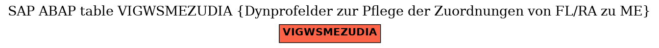 E-R Diagram for table VIGWSMEZUDIA (Dynprofelder zur Pflege der Zuordnungen von FL/RA zu ME)