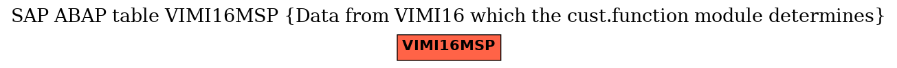 E-R Diagram for table VIMI16MSP (Data from VIMI16 which the cust.function module determines)