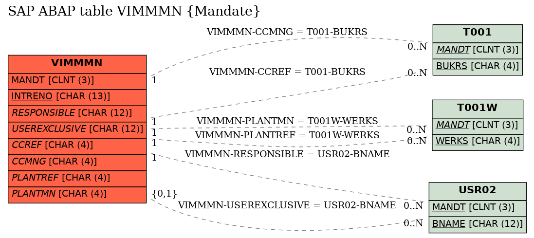 E-R Diagram for table VIMMMN (Mandate)