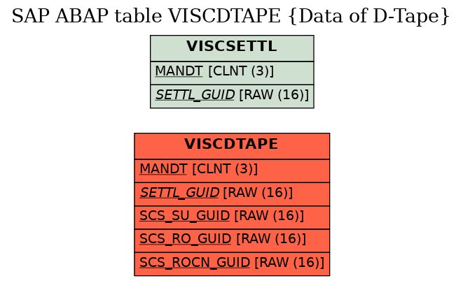 E-R Diagram for table VISCDTAPE (Data of D-Tape)