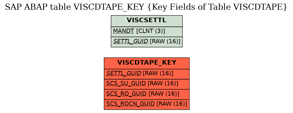 E-R Diagram for table VISCDTAPE_KEY (Key Fields of Table VISCDTAPE)