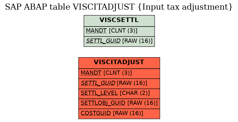 E-R Diagram for table VISCITADJUST (Input tax adjustment)