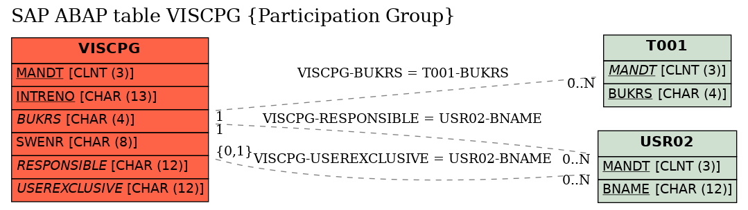 E-R Diagram for table VISCPG (Participation Group)