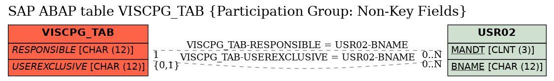 E-R Diagram for table VISCPG_TAB (Participation Group: Non-Key Fields)