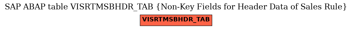 E-R Diagram for table VISRTMSBHDR_TAB (Non-Key Fields for Header Data of Sales Rule)