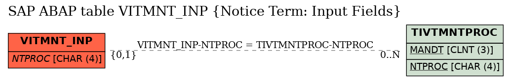 E-R Diagram for table VITMNT_INP (Notice Term: Input Fields)