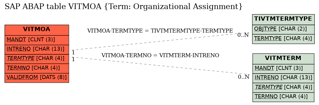 E-R Diagram for table VITMOA (Term: Organizational Assignment)
