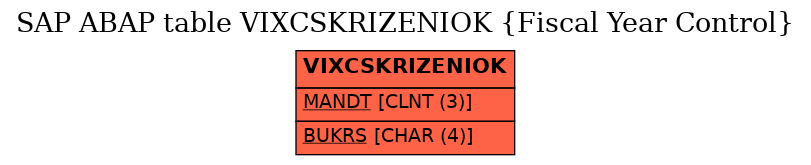 E-R Diagram for table VIXCSKRIZENIOK (Fiscal Year Control)