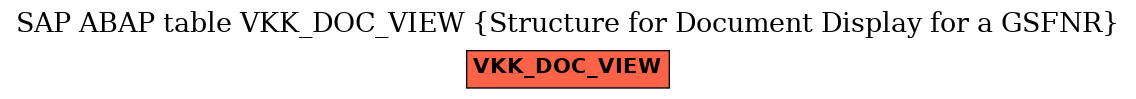 E-R Diagram for table VKK_DOC_VIEW (Structure for Document Display for a GSFNR)