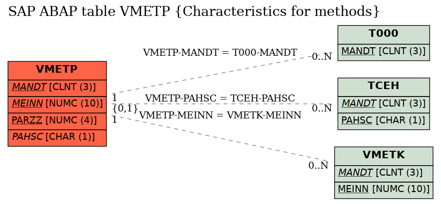 E-R Diagram for table VMETP (Characteristics for methods)