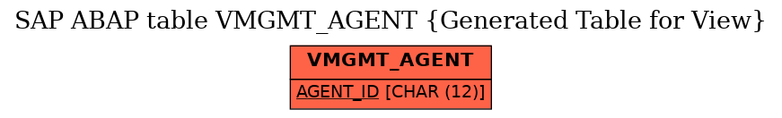 E-R Diagram for table VMGMT_AGENT (Generated Table for View)