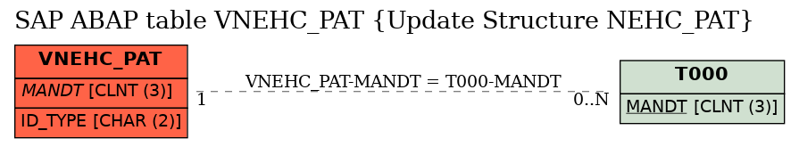 E-R Diagram for table VNEHC_PAT (Update Structure NEHC_PAT)