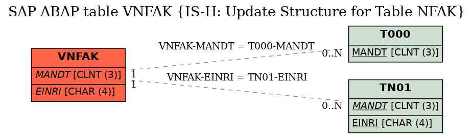 E-R Diagram for table VNFAK (IS-H: Update Structure for Table NFAK)