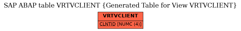 E-R Diagram for table VRTVCLIENT (Generated Table for View VRTVCLIENT)