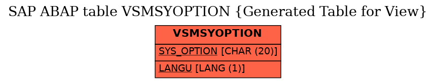 E-R Diagram for table VSMSYOPTION (Generated Table for View)