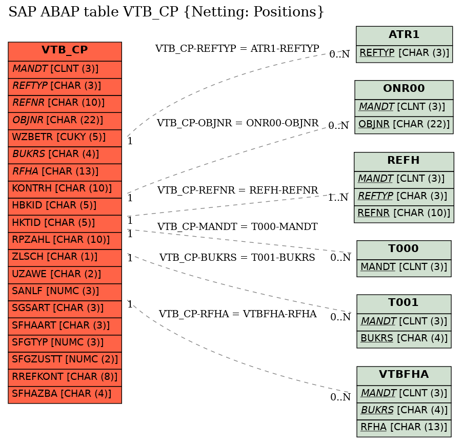 E-R Diagram for table VTB_CP (Netting: Positions)