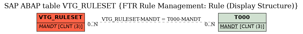 E-R Diagram for table VTG_RULESET (FTR Rule Management: Rule (Display Structure))