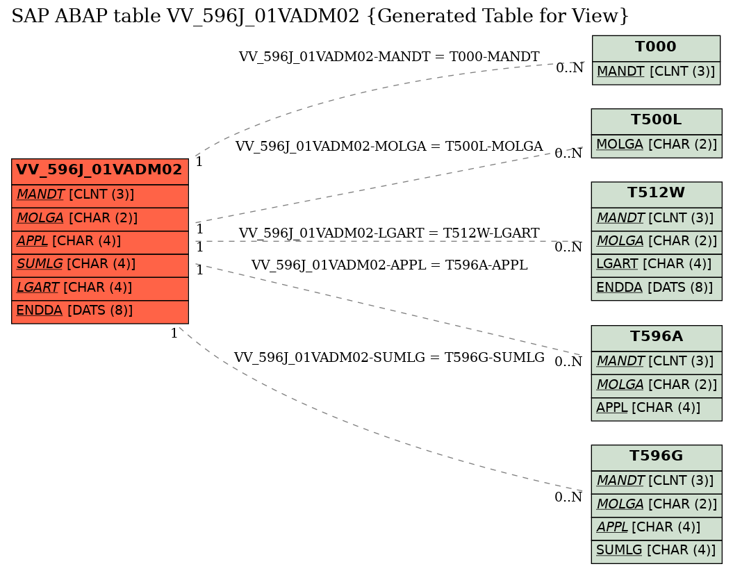 E-R Diagram for table VV_596J_01VADM02 (Generated Table for View)