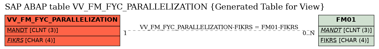 E-R Diagram for table VV_FM_FYC_PARALLELIZATION (Generated Table for View)