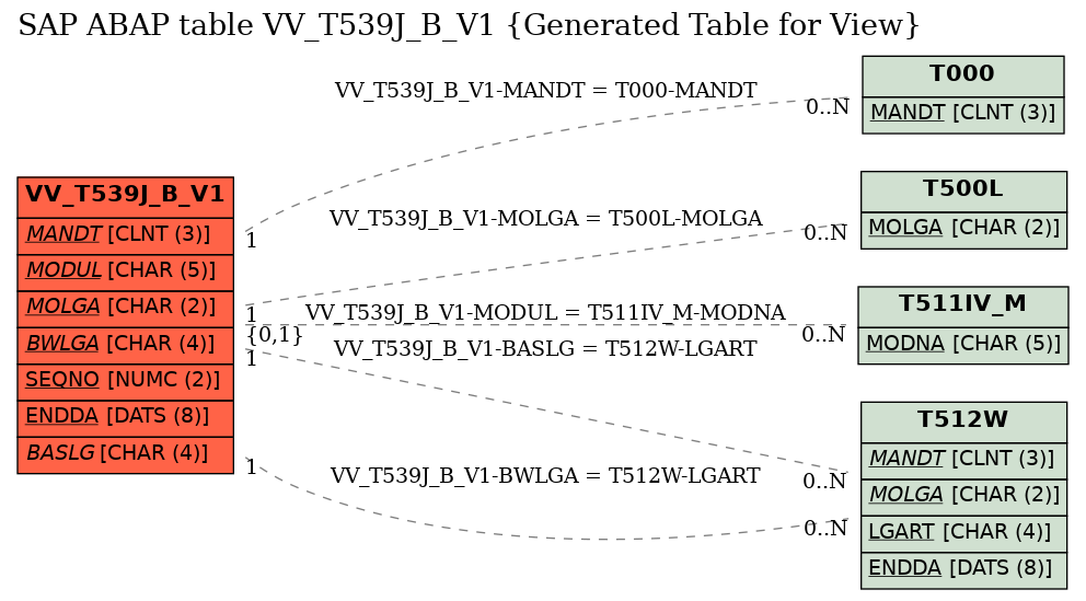 E-R Diagram for table VV_T539J_B_V1 (Generated Table for View)