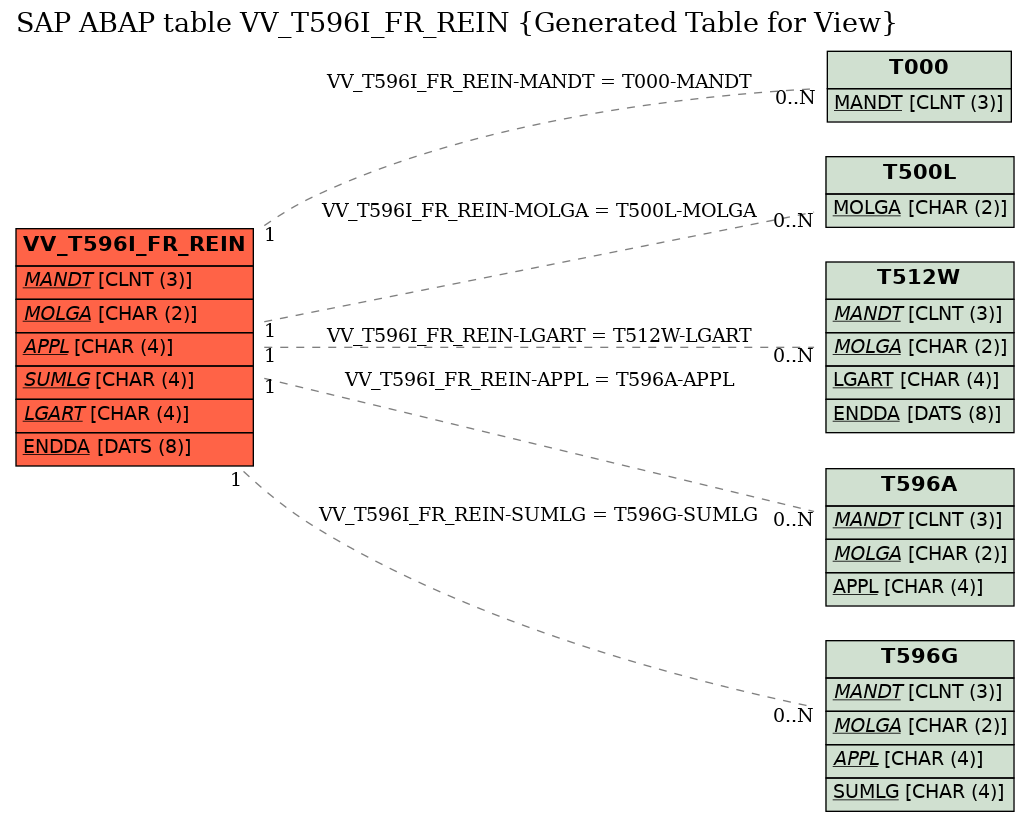 E-R Diagram for table VV_T596I_FR_REIN (Generated Table for View)