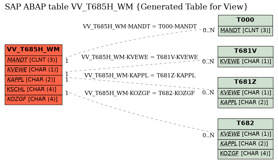 E-R Diagram for table VV_T685H_WM (Generated Table for View)