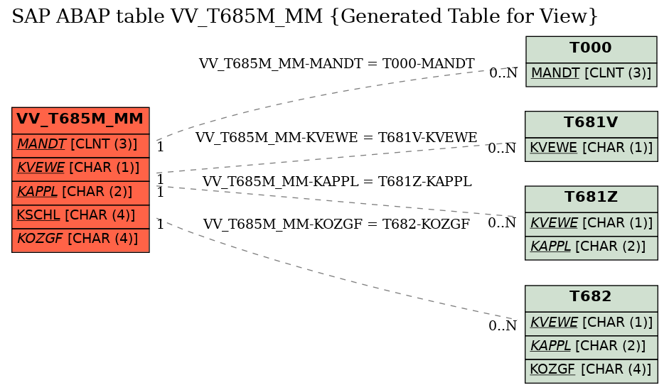 E-R Diagram for table VV_T685M_MM (Generated Table for View)