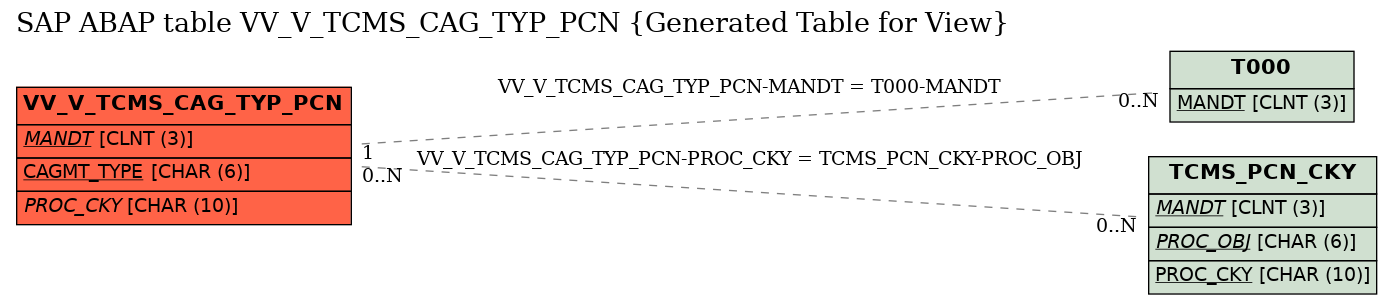 E-R Diagram for table VV_V_TCMS_CAG_TYP_PCN (Generated Table for View)