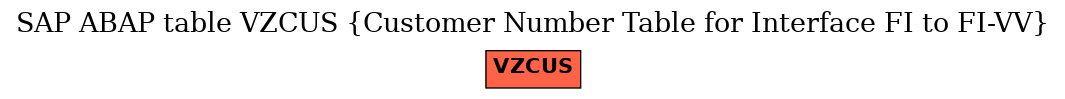 E-R Diagram for table VZCUS (Customer Number Table for Interface FI to FI-VV)