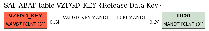 E-R Diagram for table VZFGD_KEY (Release Data Key)