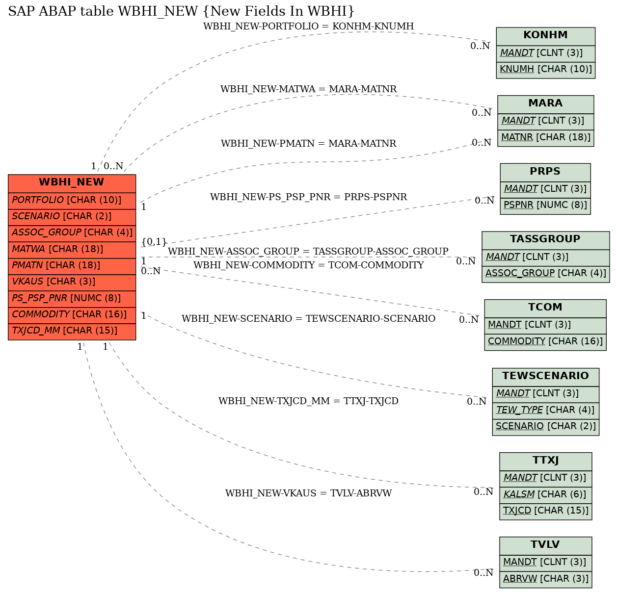 E-R Diagram for table WBHI_NEW (New Fields In WBHI)